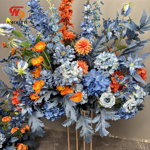 แผงดอกกล้วยไม้ไฮเดรนเยียแถวดอกไม้สีฟ้าแบบเรียบสำหรับงานแต่งงาน - Product Image 5