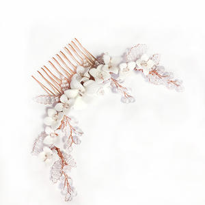 Peigne de cheveux de mariée en porcelaine blanche, vintage RE3737, fait à la main, perles en cristal, pour mariage, ornements de princesse, demoiselle d'honneur - Product Image 6