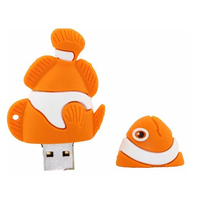 Clés USB promotionnelles en vrac, en forme de poisson doré, en caoutchouc PVC personnalisé, USB 2.0, 4 Go, 8 Go, 32 Go, 64 Go, 128 Go, en silicone souple 3D, mignonnes