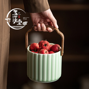 Panier à fruits en céramique Wu Xi Tang 1-3L, seau de rangement fait main pour collations et fruits, décoration de salon - Product Image 2
