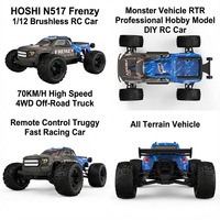 Voiture RC HOSHI N517 Frenzy 1/12 Brushless 70 km/h 4x4 haute vitesse tout-terrain, Monster Truck RTR Rock Crawler avec 3 batteries