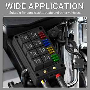 CE Certified 12v Automotive Pre-Wired Fuse Relay Box 8 Slots Relay Holder 12 Slots Blade Fuse Distribution <b>Block</b> for Car Marine - Product Image 2