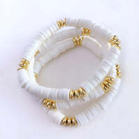 Nouveau design, bijoux Heishi tendance, bracelets extensibles bohèmes faits à la main en perles d'argile, bracelets perlés en polymère pour femmes