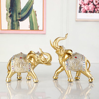 Statue Elephant Resine Peinte Main Style Europeen Figurine Decoration Maison Bureau Sculpture Collection Cadeau Ornement