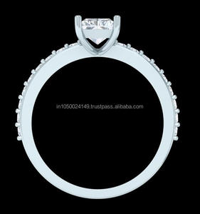 Anillo de Compromiso y Matrimonio de Diamante Cultivado en Laboratorio Radiante para Mujer, Plata de Ley 925, IGI, Venta al Por Mayor - Product Image 4