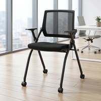 Chaises de conférence pliantes modernes pour hôpitaux avec dossier en maille et assise en tissu, chaise de formation avec tablette d'écriture