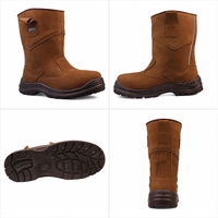 Bottes de chantier unisexes S3 imperméables et confortables, anti-perforation, à embout d'acier, montantes - Tige en daim, semelle en acier pour usage industriel
