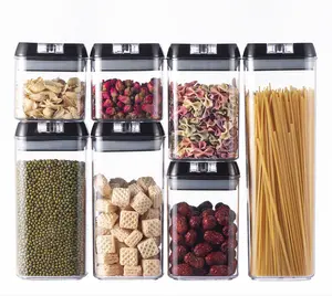 Recipientes de armazenamento de alimentos, conjunto de 7 peças de recipientes de plástico para lanches de cereal e açúcar