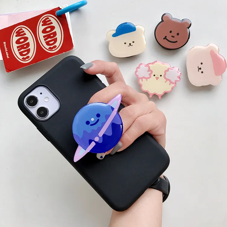 סיטונאי אקריליק נייד חמוד עיצוב טלפון שקע טלפון גריפ עם לוגו מותאם אישית