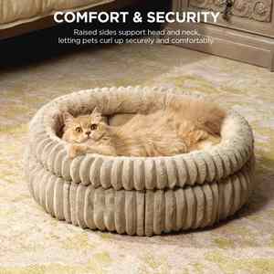 Comfortable Modern Solid <b>Plush</b> Raised Thickened Dog & <b>Cat</b> Bed Removable Washable Memory Foam All Seasons Use - Product Image 2