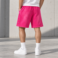 Shorts de sport personnalisés à fermeture éclair latérale pour hommes, shorts vintage lavés avec impression graphique, logo personnalisé pour un style décontracté de rue