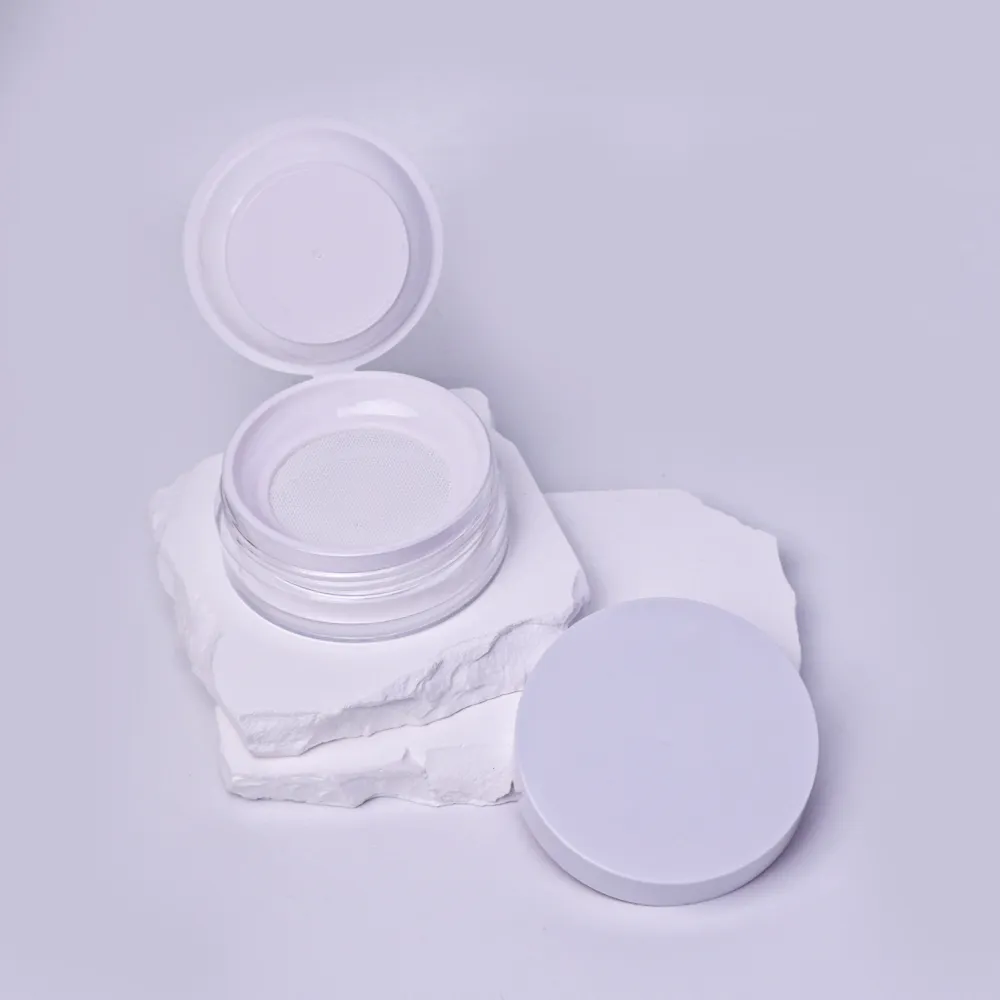 卸売高品質透明化粧品丸型コンパクトパウダーケース空化粧ルースパウダープラスチックボックス
