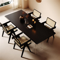 Table à manger suspendue en bois massif et acrylique, style minimaliste, haut de gamme, Wabi Sabi, table longue noire antique