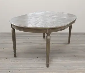 Runder Tisch aus amerikanischer massiver Eiche, versenkbarer Esstisch, ovaler Esstisch