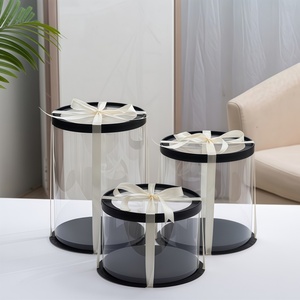 Boîte à gâteau en plastique avec logo personnalisé, couvercle en dôme et poignée dorée pour gâteau d'anniversaire de 10 pouces et boîtes de cadeaux pour fêtes - Product Image 2