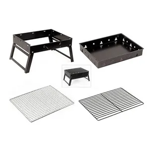 Draagbare Opvouwbare Koolstofstaal E Mini Houtskool Bbq Grill Buiten Oven Set Met Slot