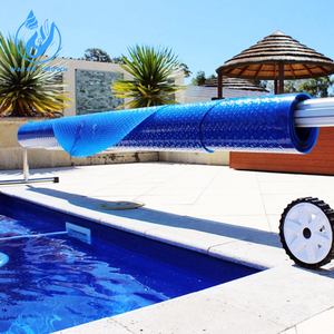Bâche isolante en PVC pour <span class=keywords><strong>piscine</strong></span> familiale Water Crown, durable, personnalisable, fond à <span class=keywords><strong>bulles</strong></span> carré, installation facile, bleue - Product Image 2