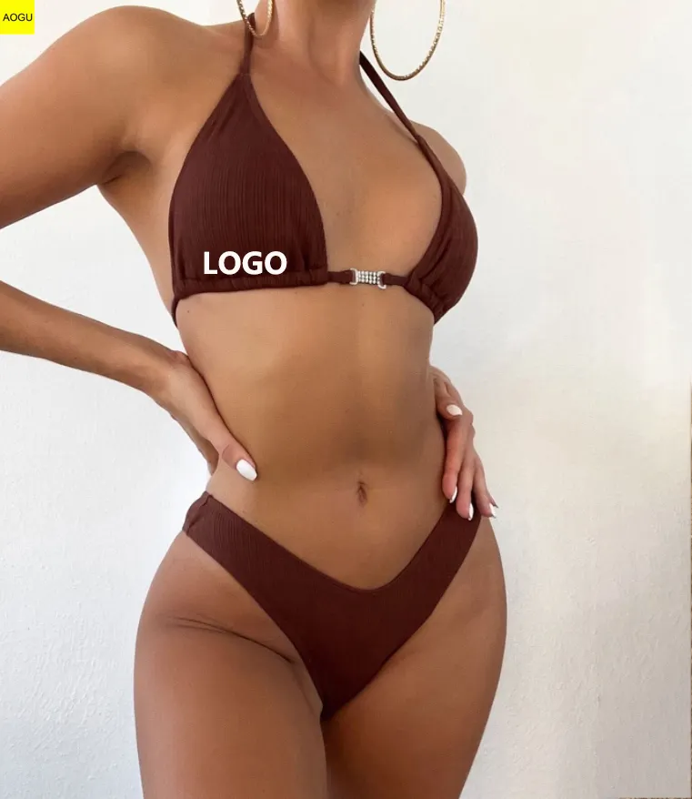 Custom Logo Lace Up Beauty Sexi Young Girls in Bikini Swimsuit Swimwear Beachwear Sexy String Bikini Set Women