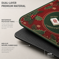 Tapis de jeu de mahjong silencieux épaissi de 3 mm, motif arbre de Noël, en caoutchouc antidérapant, imperméable et durable