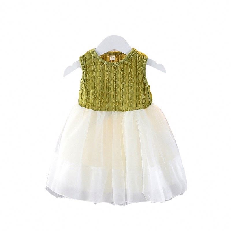 Girls New 2025 Fashion Little Girl Summer Models Princess Vest Skirt Fluffy Gauze Halter Dress Sub