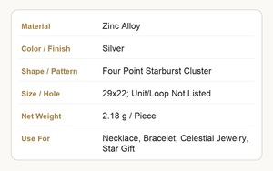Ciondolo a quattro grappoli a forma di stella in lega di zinco color argento antico, accessorio celeste per decorazione da parete con fasi lunari - Product Image 3