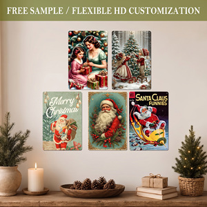 Panneaux en métal en gros, Cadeau de Noël 2026, Décoration murale, Art vintage, Père Noël, Fournitures de fête pour la maison et la chambre, Affiche métallique - Product Image 1