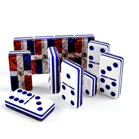 Jeu de dominos en acrylique personnalisé avec drapeau de la République dominicaine, double 9, 55 pièces, multicouche, 55x28x14mm, jeu de société familial en vrac