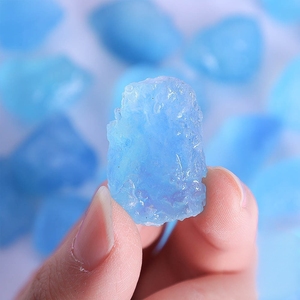 Cristal naturel d'aigue-marine brut, pierre brute pour cendrier DIY en forme de hibou avec motif rayé, matière première pour utilisation sur le bureau - Product Image 6