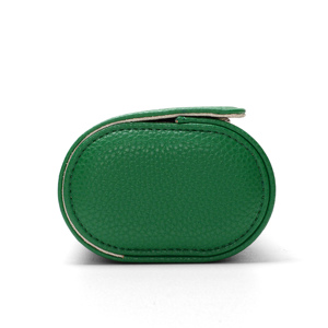 Étui de voyage portable haut de gamme pour montres, 3 emplacements, en cuir grainé vert avec intérieur en daim crème, boîte de rangement pour montres automatiques - Product Image 4