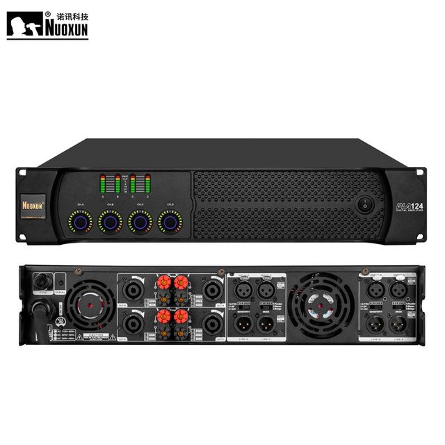 PLA124 Professional 4 Channel 2U High Power D Class Digital Power Amplifier 4X1200W New Product Metal Material