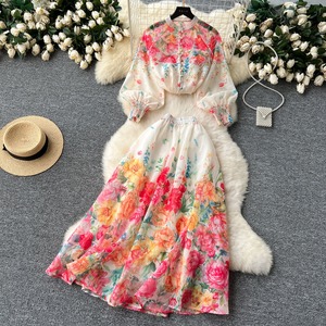 Ensemble deux pièces pour femme, style européen, haut à manches lanternes, taille haute et coupe ajustée - Product Image 1