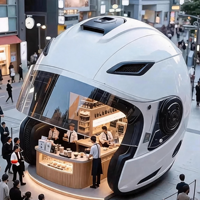 Outdoor-FRP-Harz-Skulptur „Kaffeehaus mit Pyramide, Feenmusik und Liebesdesigns“ für kommerzielle Straßen und Check-in-Orte