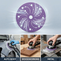 Disques abrasifs violets de 6 pouces (150 mm) à marque privée, multi-trous, auto-agrippants, pour l'automobile