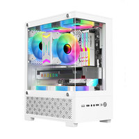 Boîtier PC de bureau OEM avec panneau latéral en verre, ventilateur RGB 120 mm, boîtier PC de jeu en verre transparent, prend en charge l'alimentation ATX