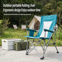 Chaise de camping pliante ergonomique en gros, dossier haut en maille Oxford 600D, cadre en fer avec sac de transport, pour l'extérieur