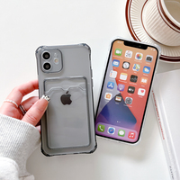 Étui de protection coloré transparent en TPU avec fente pour carte d'identité pour iPhone 11 12 13 14 15 16 17 18 Pro Max