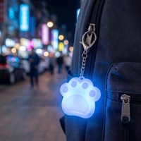 Porte-clés LED portable à capteur tactile en forme de patte de chat, rechargeable, mini veilleuse, breloque de sac, accessoire de sac à dos - Vente chaude
