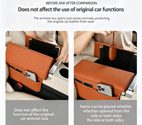 Boîte de rangement multifonctionnelle de luxe en cuir pour accoudoir de voiture, organisateur intérieur universel avec design surélevé