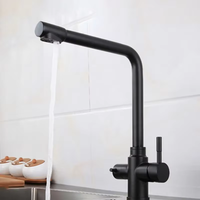 Robinet de cuisine moderne et contemporain en laiton à double poignée, finition polie, eau chaude et froide, filtration d'eau, pour montage sur comptoir -KF04