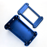 Caja de Aluminio Anodizado Azul, Mecanizada por CNC, Personalizada, con Asa, para Instrumentos Electrónicos Portátiles