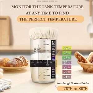 Suministros completos para hacer pan 2024, cortador de tarros de iniciación de masa fermentada, herramientas para hornear, Kits de iniciación de masa fermentada, silicona de vidrio, 650ml - Product Image 4