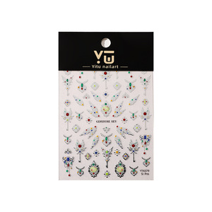 YITU 3D Vintage adhesivo Nail Art Sticker hormiga figura estampado en caliente oro plata gema alas YT4358 estilo chino pegatina decorativa - Product Image 5