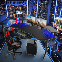 Support de moniteur de table pour ordinateur de jeu RVB à grand angle personnalisé forme d'aile lumière LED de bureau en fibre de carbone matériau métallique durable