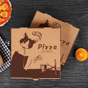 Özel baskılı tek kullanımlık Fast gıda paketleme kabı kutusu çevre dostu oluklu Kraft kağıt Pizza kutusu