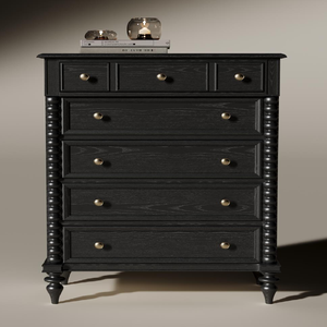 Commode en bois de chêne blanc d'Amérique du Nord, couleur brun noir, moderne, hauteur réglable, pieds en forme de boule, chambre à coucher, salon, salle de bain, hôtel - Product Image 4