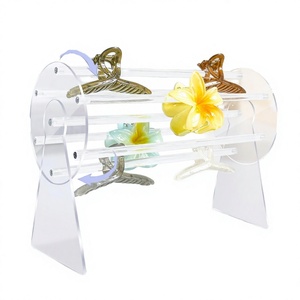 Acrylic Hair Accessories Holder 360-Degree Rotating Claw Clip Organizer Standing Clear Stand Eco-Friendly Five-Tier <b>Storage</b> Rack - Product Image 2