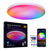 LEDEAST ZJ-WCLAH-RGBWW-S Lustre LED intelligent WiFi moderne en aluminium AC RGB 16 millions de couleurs réglables avec télécommande Projecteur