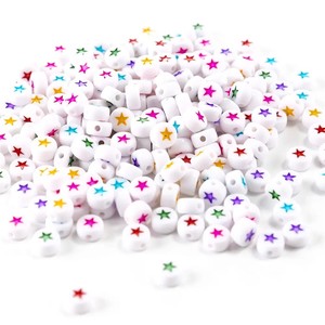 230개 대량 아크릴 유리 별 모양 비즈 7mm 혼합 색상 DIY 보석 제작용 고품질 원형 비즈 - Product Image 2