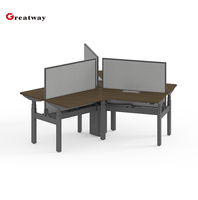 Poste de travail motorisé réglable en hauteur, bureau modulaire 3 places assis-debout, mobilier de bureau, banc de bureau, cloison de bureau