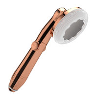 Pommeau de douche effet pluie chromé, design taille fine, arrêt d'eau à un bouton, trois vitesses réglables, buse de massage dorsal, pour salle de bain